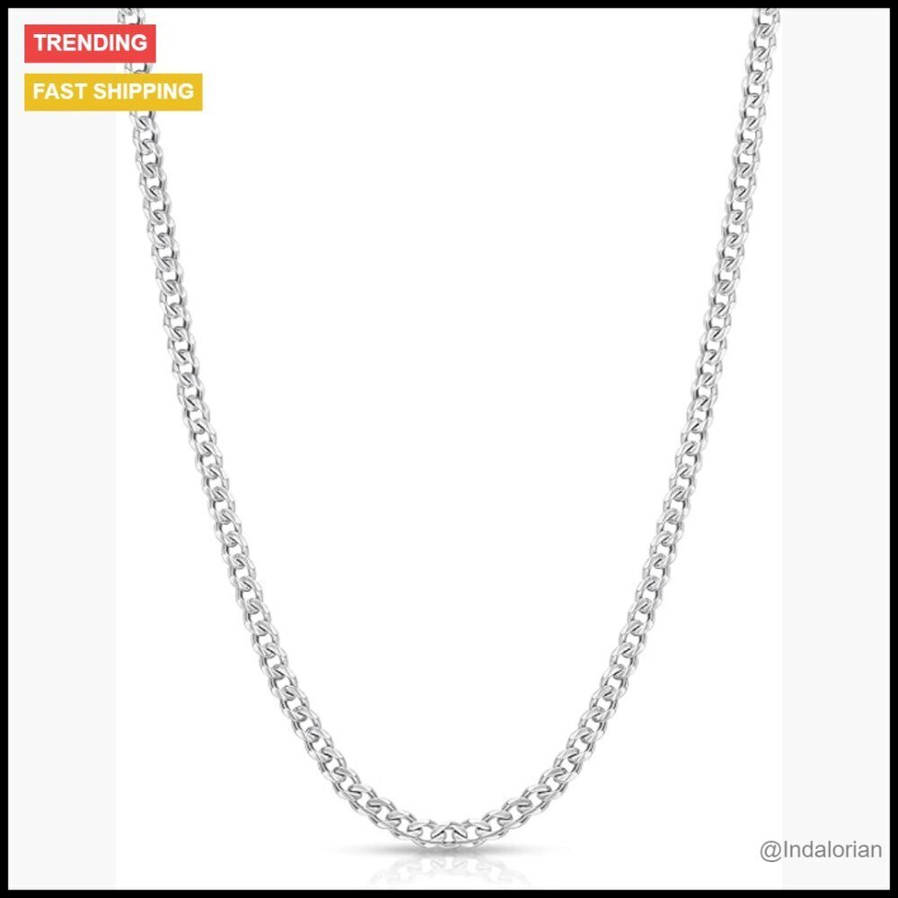 Stainless Steel Cuban Link Chain Necklace Classic Minimal Men's Jewelry Lobster